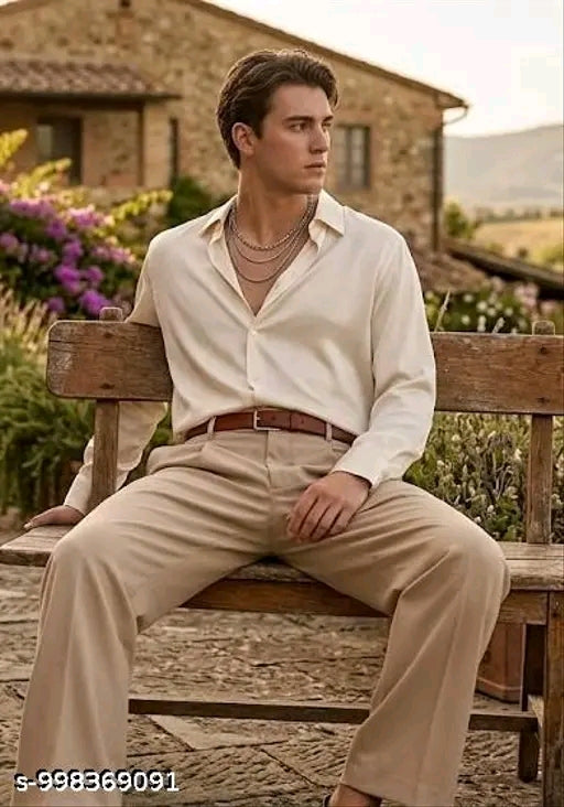 Light green shirt with beige korean pant combo